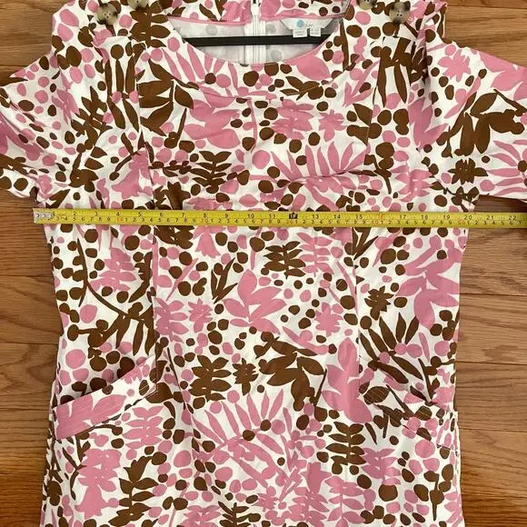 Boden Iona Button Detail Dress Womens 8R Pink Brown Shadow Bloom Casual Floral - Picture 8 of 10